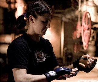 Roxanne in the Fightlinker Jackal shirt